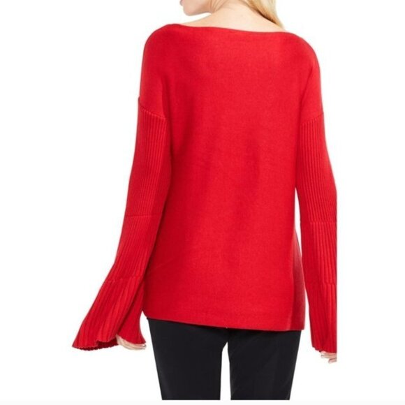 Vince Camuto Red Crewneck Sweater w/ Bell Sleeves - Picture 2 of 7